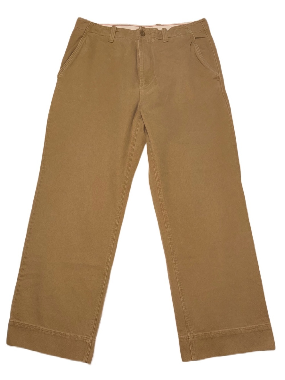 Vintage J. Crew Chino Pants 34X30 Beige Tan Cotton Flat Front Classic Fit Zipper